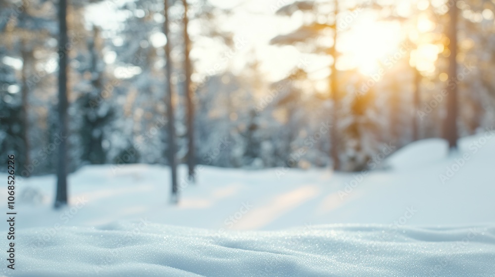 Fairytale sunny snowy forest, blurred winter background Fairytale sunny snowy forest, blurred winter background