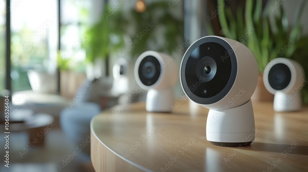 Smart home security system with multiple cameras, high-tech and secure setup Smart home security system with multiple cameras, high-tech and secure setup