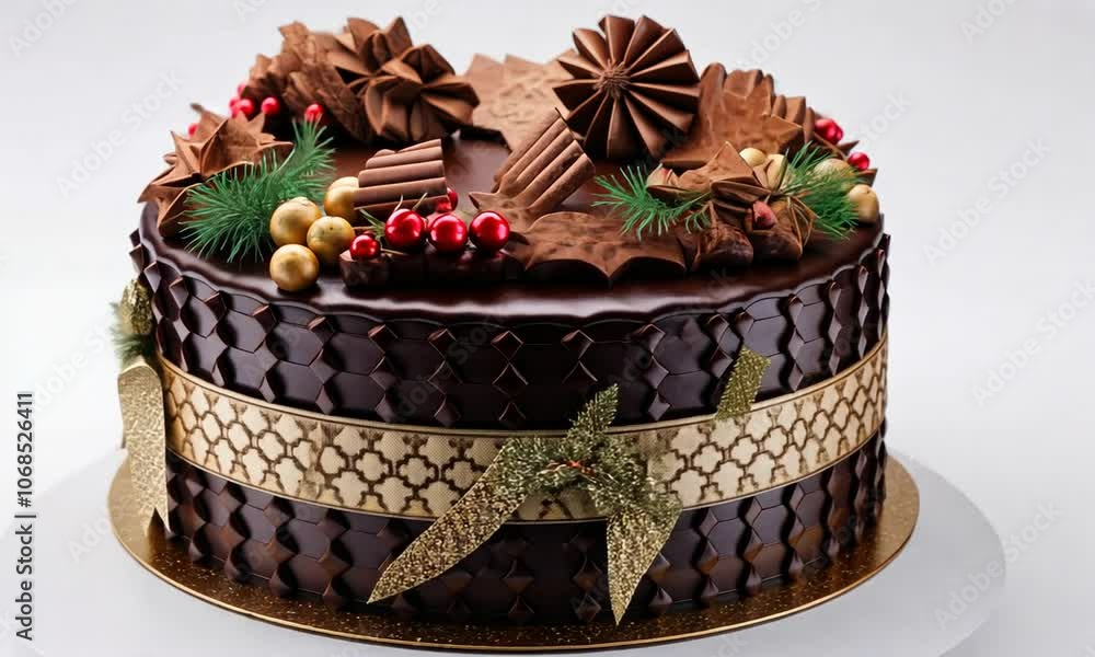 Indulge in a festive chocolate cake adorned with holiday treats and stunning decorations perfect for winter celebrations Indulge in a festive chocolate cake adorned with holiday treats and stunning decorations perfect for winter celebrations