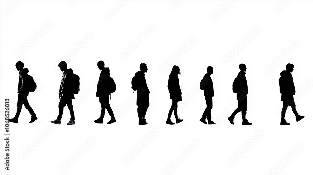 People Silhouette on White Background - anonymous figures
People Silhouette on White Background - anonymous figures
