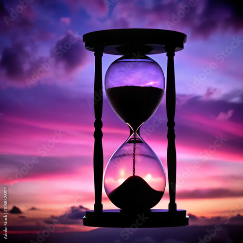 hourglass with sand. hourglass, sand, time, clock, glass, timer, antique, hour, watch, wood, minute, old, instrument, sand-glass, deadline, past, retro, countdown, sandglass, business, history, equipm photo