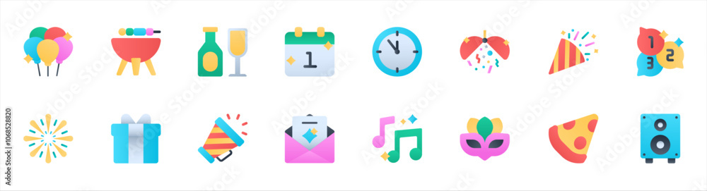 Set of New Year icons. 16 sets of New Year icons. New Year icons. Simple gradient color New Year icons
Set of New Year icons. 16 sets of New Year icons. New Year icons. Simple gradient color New Year icons