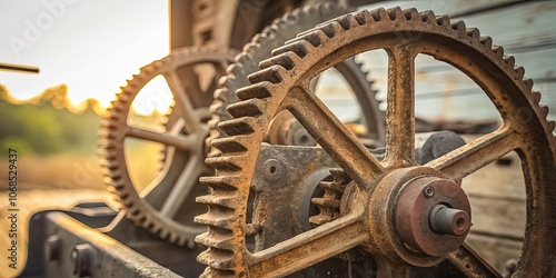 A rusted, aged industrial gear wheel, a testament to the enduring power of mechanical ingenuity.