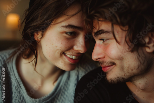 Generative AI Image of Cozy Couple in Love Spending Quality Time Together at Home