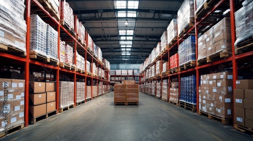 Wallpaper Mural Warehouse Interior with Stacked Boxes Torontodigital.ca