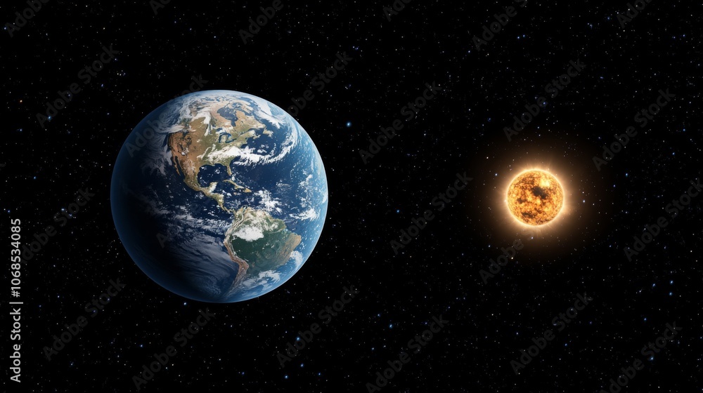 Fototapeta premium Earth and Sun in Space