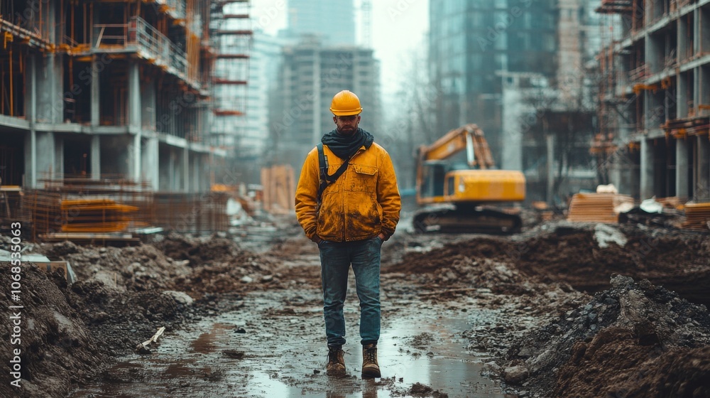 Construction Site Worker in Urban Development Construction Site Worker in Urban Development