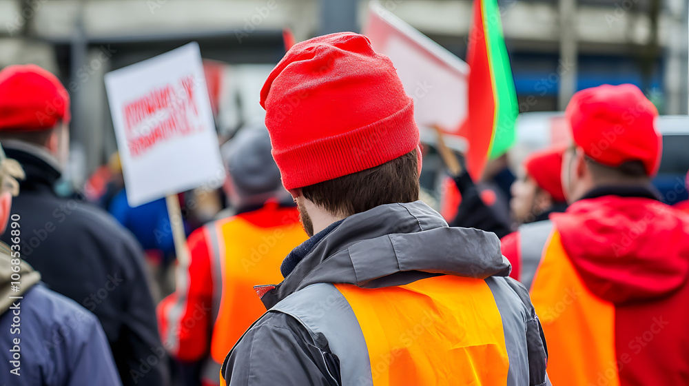 Workers Gathered Outside a Factory, Holding Protest Signs and Looking Determined, Representing a Labor Protest for Workers’ Rights and Social Justice in an Industrial Setting
Workers Gathered Outside a Factory, Holding Protest Signs and Looking Determined, Representing a Labor Protest for Workers’ Rights and Social Justice in an Industrial Setting