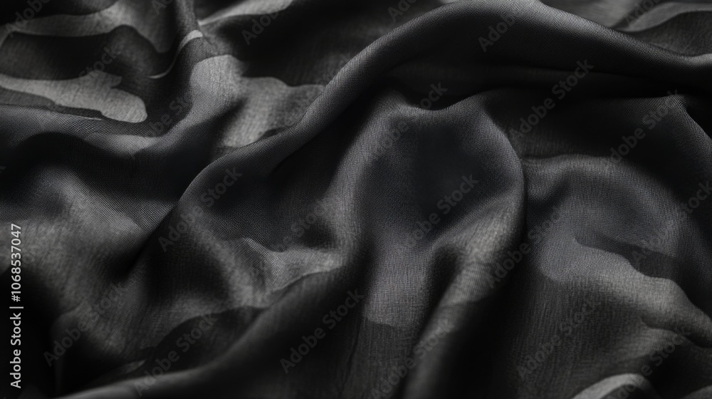 Fototapeta premium Textured Black Camouflage Fabric
