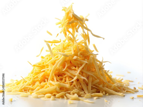 Shredded cheese falling pile