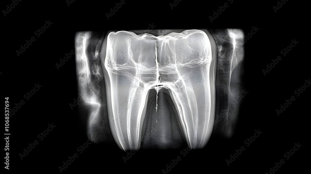 Close-Up Dental X-Ray Image Showing a Fractured Tooth, Clearly Displaying the Damage and Providing Detailed Insight into Oral Health Issues, Perfect for Medical or Dental Use
Close-Up Dental X-Ray Image Showing a Fractured Tooth, Clearly Displaying the Damage and Providing Detailed Insight into Oral Health Issues, Perfect for Medical or Dental Use