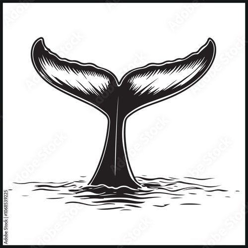 Whale Tail Breaking Water Silhouette