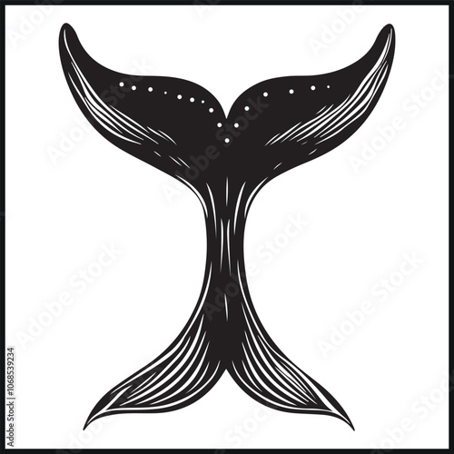 Silhouette of Whale Tail Above Water