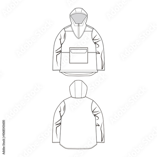Anorak jacket with front pocket vector illustration


