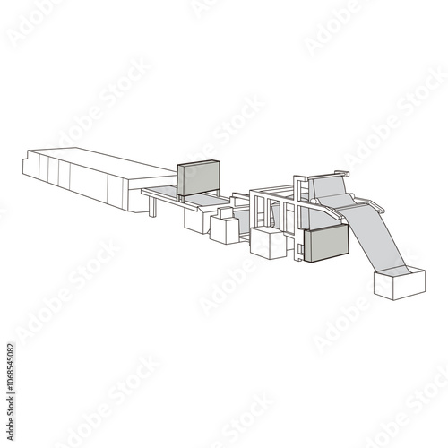 Conveyor system with industrial filtering units vector illustration

