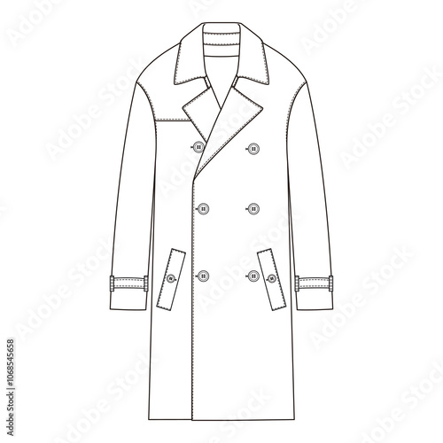 Double-breasted trench coat vector illustration

