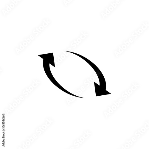 Two semicircular arrows rotate 360 ​​degrees. Following each other in a circle. Vector symbol.