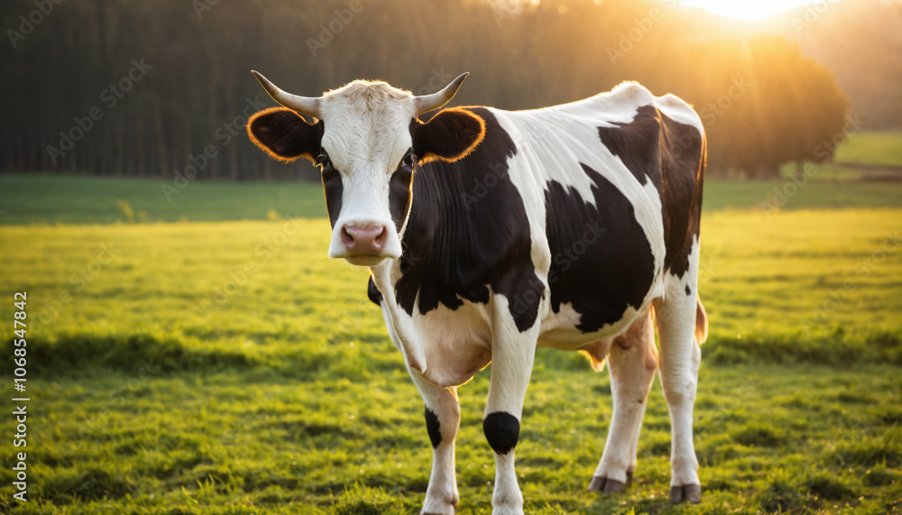 cow, perfect lighting, open field bright background cow, perfect lighting, open field bright background