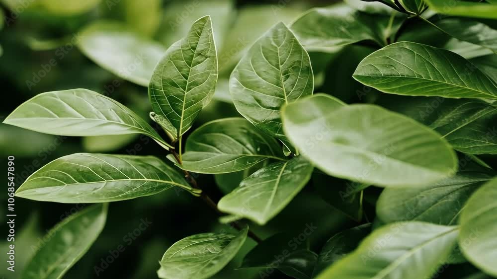 Green leaves on a plant in a garden during the summer Green leaves on a plant in a garden during the summer