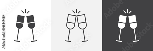 Champagne glasses icon set. vector illustration.