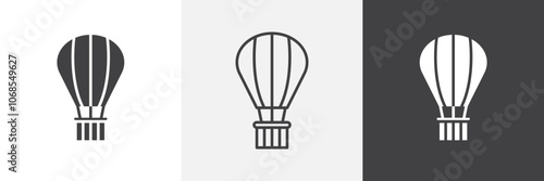 Hot air balloon icon vector set for ui designs