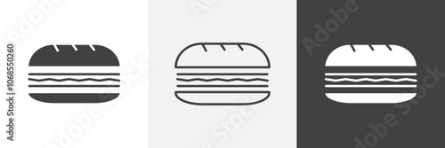 Sandwich icon vector set for ui designs