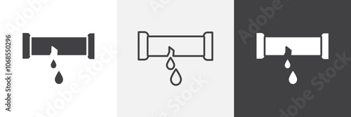 Broken pipe icon set. vector illustration.