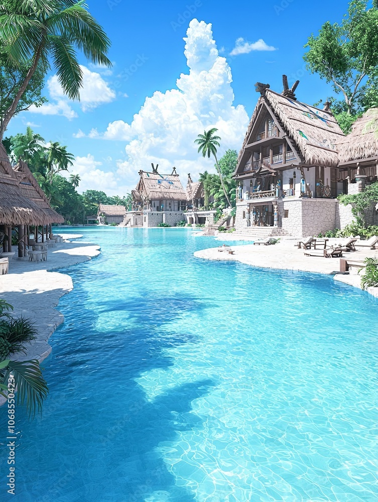 Obraz premium Tranquil Tropical Landscape with Sacred Waters
