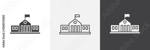 City hall building icon set. vector illustration.