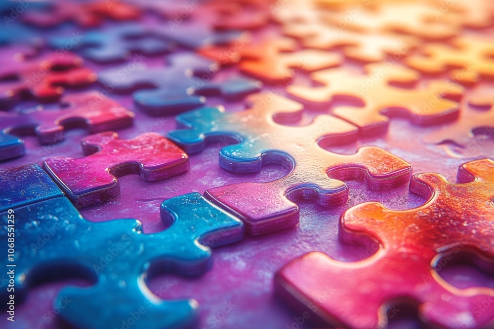 An abstract image of floating puzzle pieces. Generative AI An abstract image of floating puzzle pieces. Generative AI