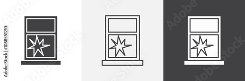 Broken window icon set. vector illustration.