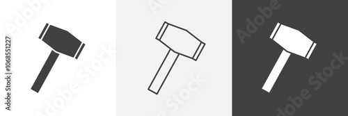 Wooden mallet icon set. vector illustration.