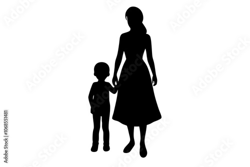 Mother and Child Silhouette | isolated vector illustration on white background