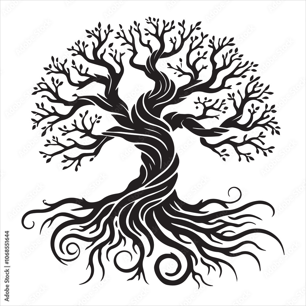 Fototapeta premium Tree Logo of life silhouette Clipart - Celtic tree Illustration Design