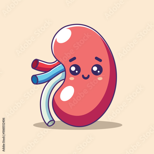 Human Kidney Organ Cartoon Vector Icon Illustration. Education Object Icon Concept Isolated Premium Vector. Flat Cartoon Style