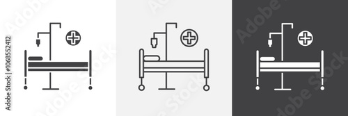 Hospital bed icon vector set for ui designs