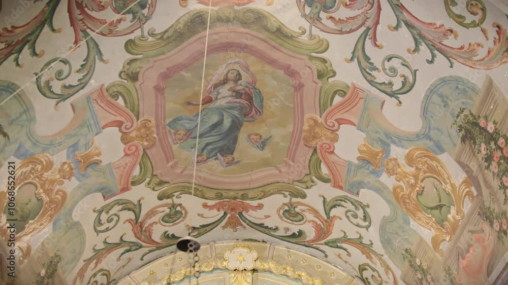 mary's ascension into heaven painting in our lady of sorrow chapel in central portugal wide angle mary's ascension into heaven painting in our lady of sorrow chapel in central portugal wide angle
