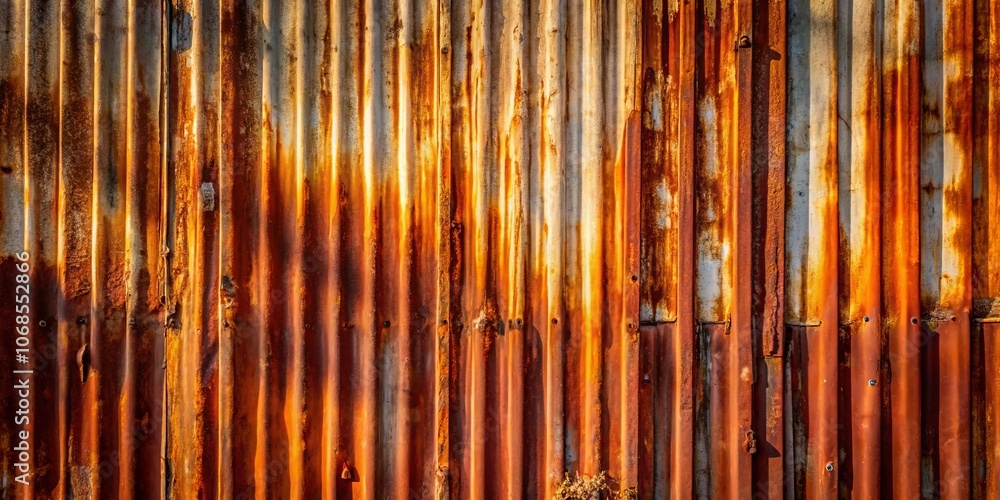 Corrugated Metal Wall With Patterns of Rust and Time's Markings Corrugated Metal Wall With Patterns of Rust and Time's Markings