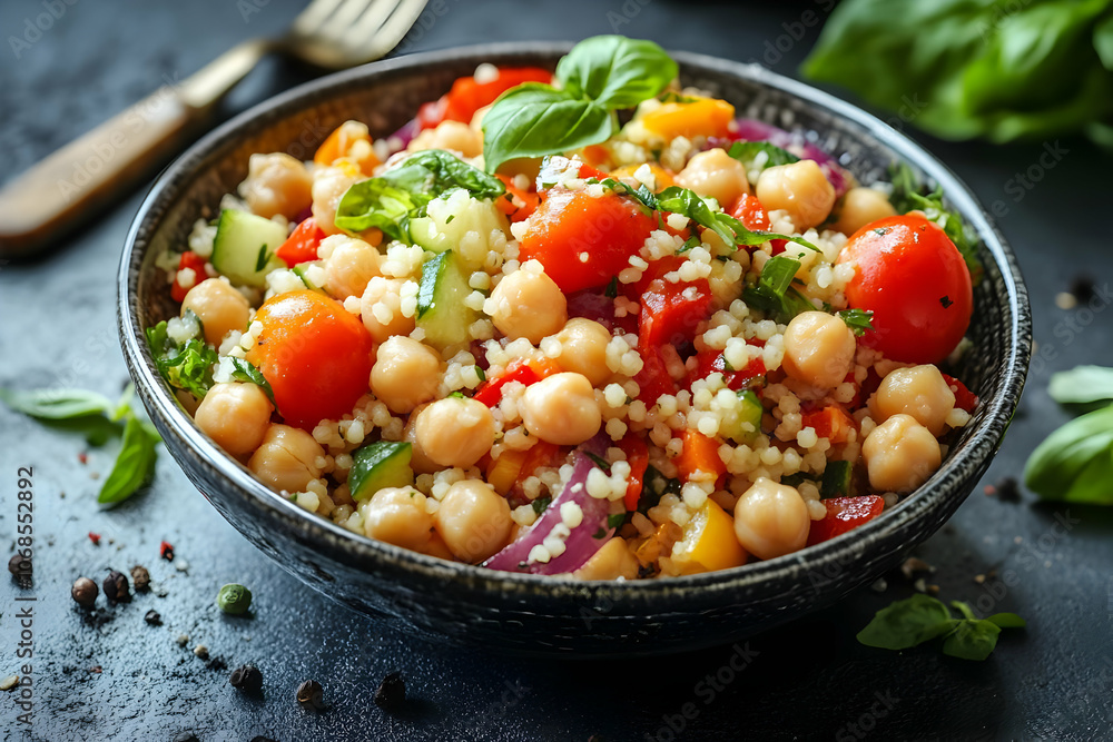 Photo - Chickpea Tomato Cucumber Red Onion Salad Photo - Chickpea Tomato Cucumber Red Onion Salad