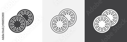 Cucumber slice icon set. vector illustration.