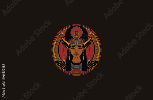 Ancient egyptian god and goddess logo design vector
