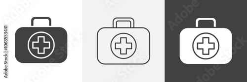 Medical aid kit icon set. vector illustration.