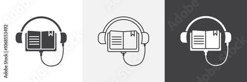 Audio book icon set. vector illustration.
