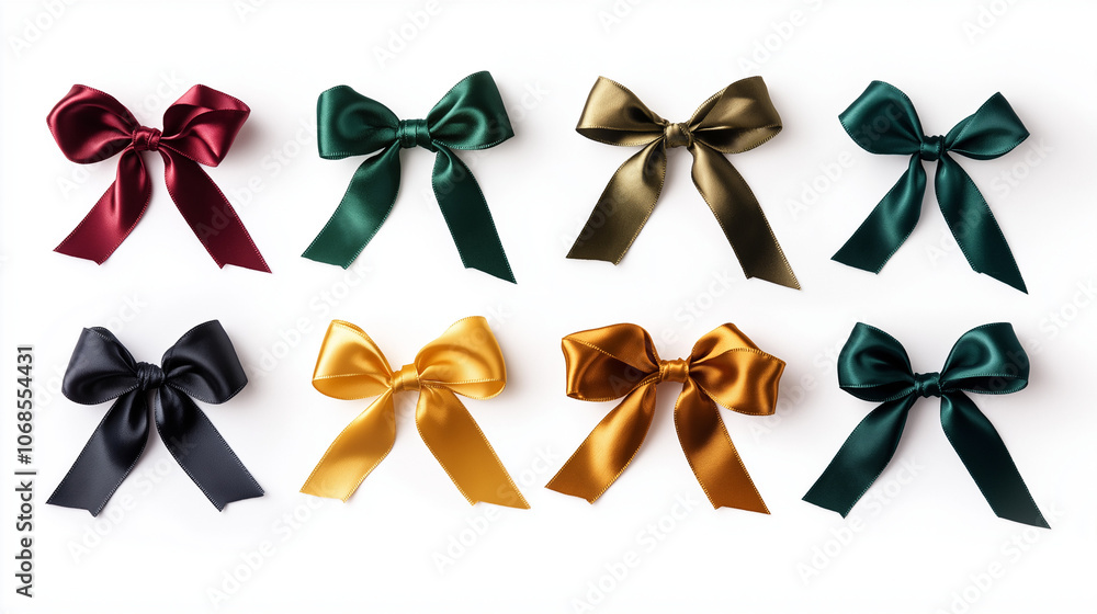 bows isolated on white, set of colorful bows, set of ribbons in various shapes, beautiful ribbon knots bows isolated on white, set of colorful bows, set of ribbons in various shapes, beautiful ribbon knots