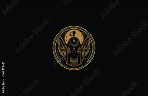 Ancient egyptian god and goddess logo design vector