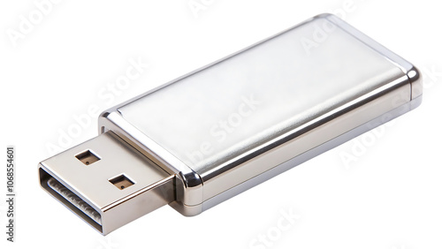 silver usb flash drive isolated on transparent background