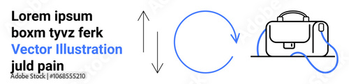 Arrows indicating motion, circle symbol, and business bag suggest continuity and workflow. Ideal for business, productivity, efficiency, workflow, process management, office setups, presentations