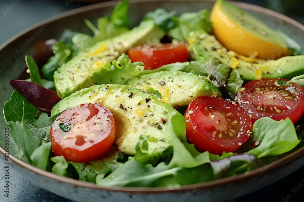 Photo Avocado Tomato Salad Healthy Meal Fresh Greens Photo Avocado Tomato Salad Healthy Meal Fresh Greens
