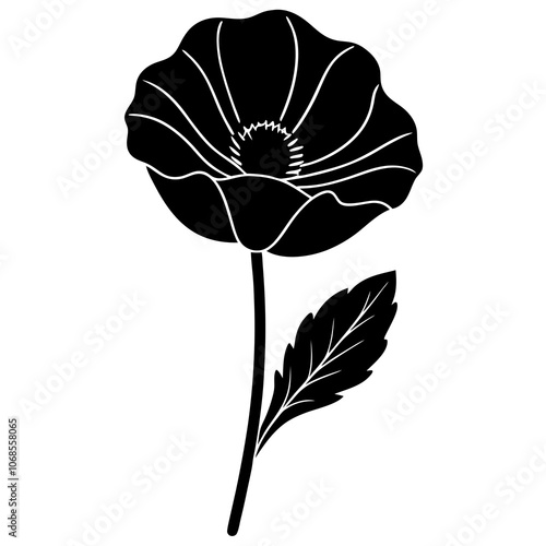 Poppy flower silhouette vector illustration 