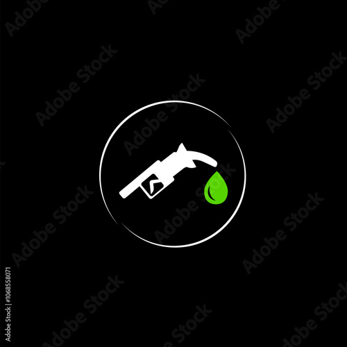 Bio fuel icon isolated on black background. Petrol station sign.